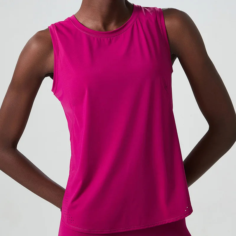 Yoga Sport Top Women Gym T Shirt Workout Clothing Wear Loose Cover Hip Shirt Quick Dry Vest Cropped Blouse Cool Tank Tops