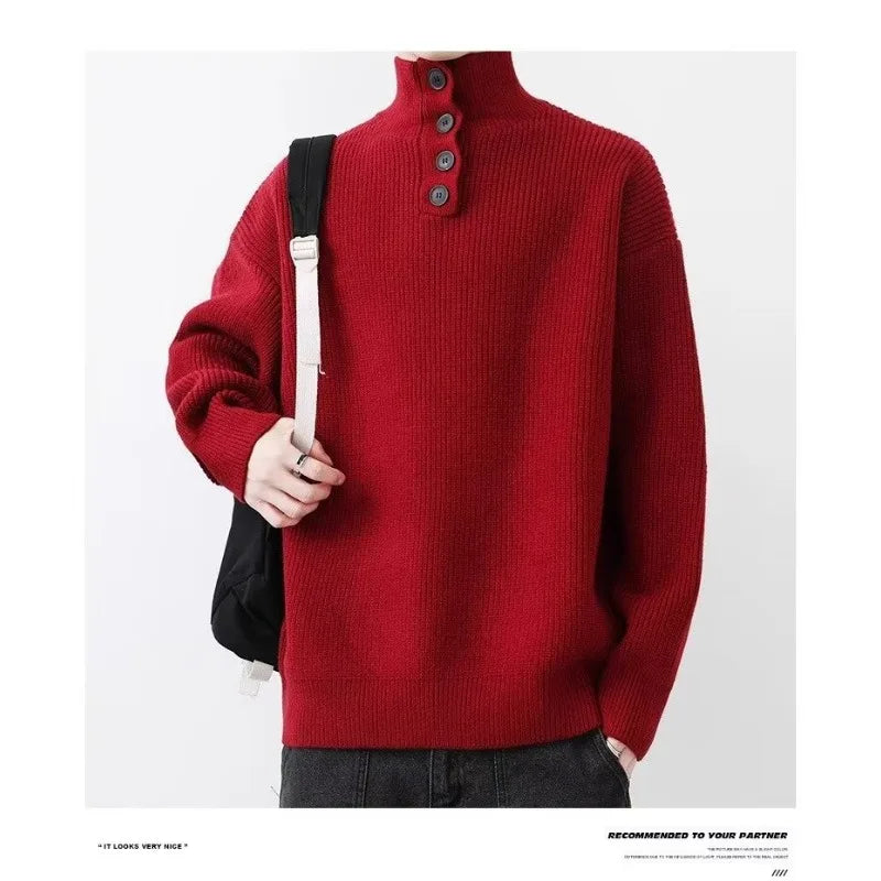 Sweater Men's Winter Turtleneck Base Layer Warm Thickened Wool Pullovers