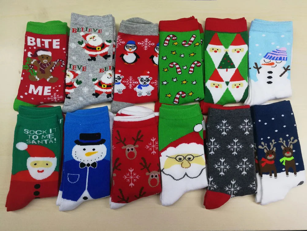Festive Cotton Christmas Crew Socks