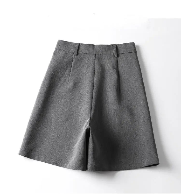 Suit Shorts Women's Summer New High-waist Slim Mid-pants A-line Wide-leg Pants