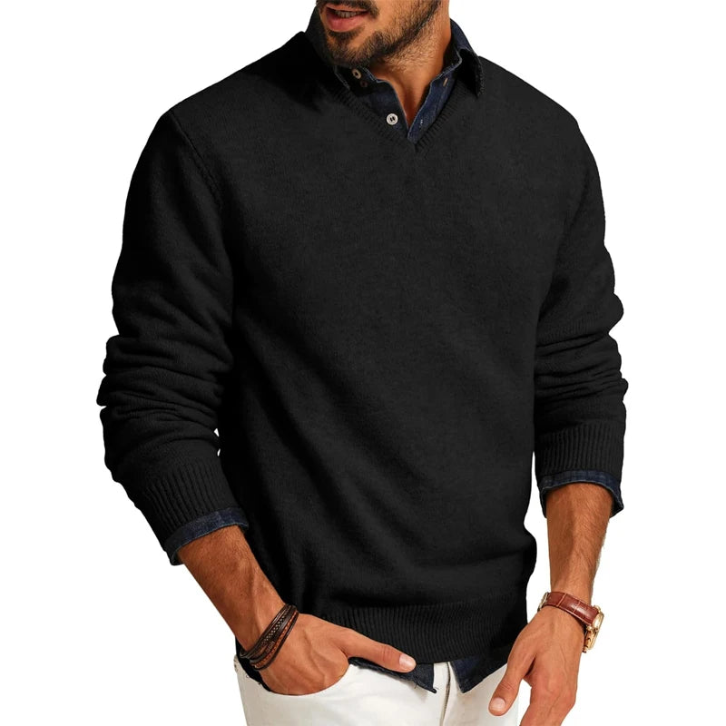 Men’s V-Neck Smart Casual Knit Pullover