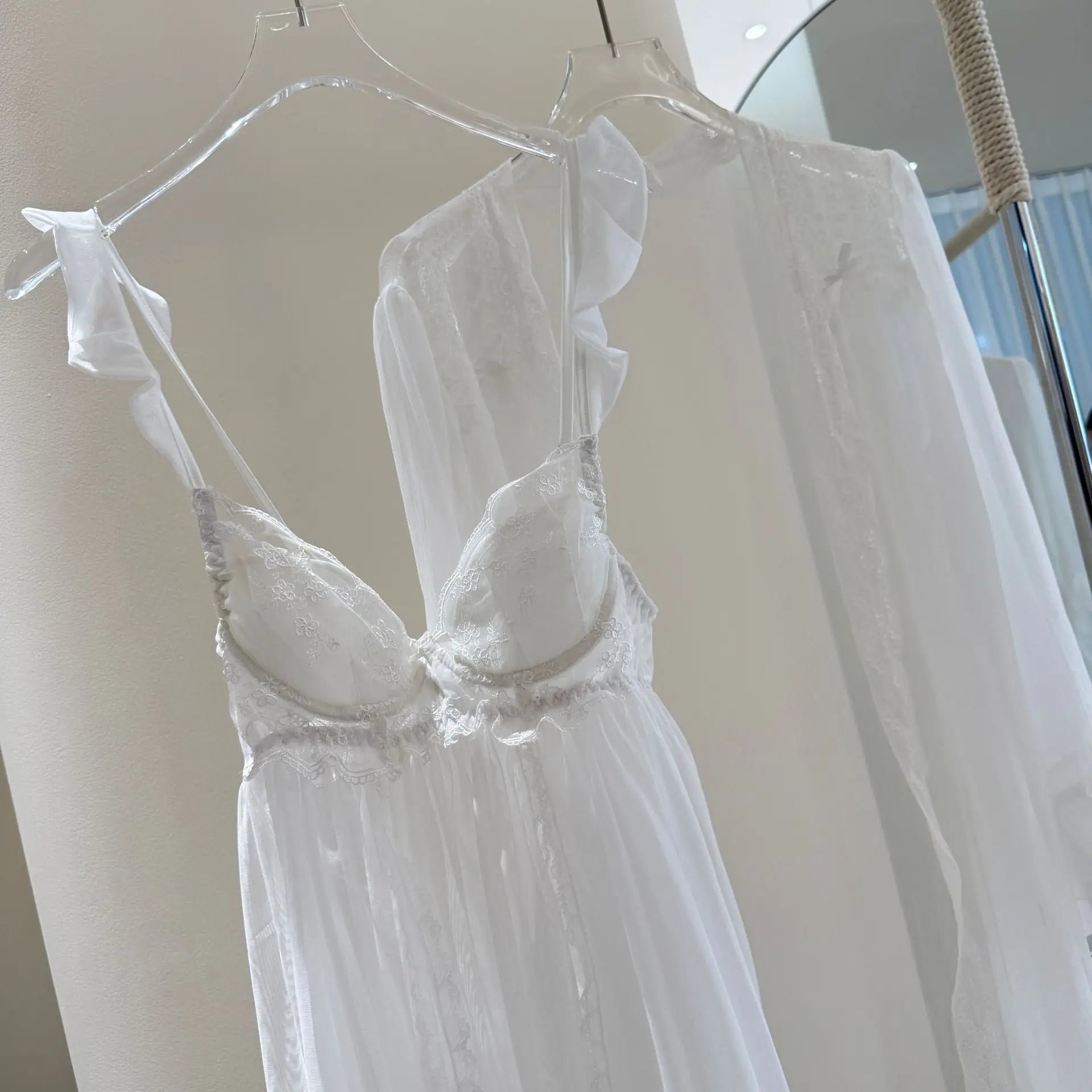 Elegant Lace Nighty Robe Set