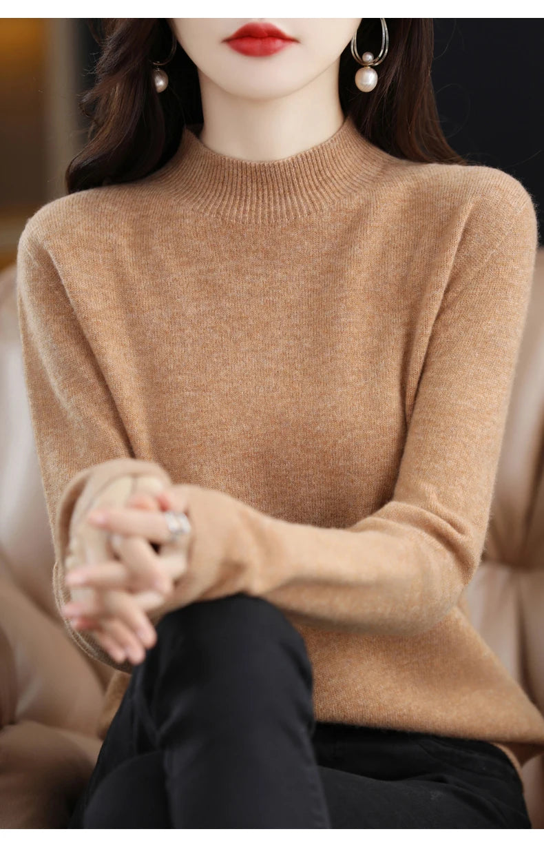 Merino Wool Mock Neck Pullover