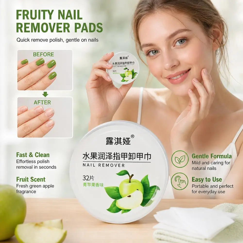 Nail Polish Remover Wipes Fruity Scented Pre-Moistened Cotton Pads Portable Screw-Top Tub Travel Size Polish Remover Rounds