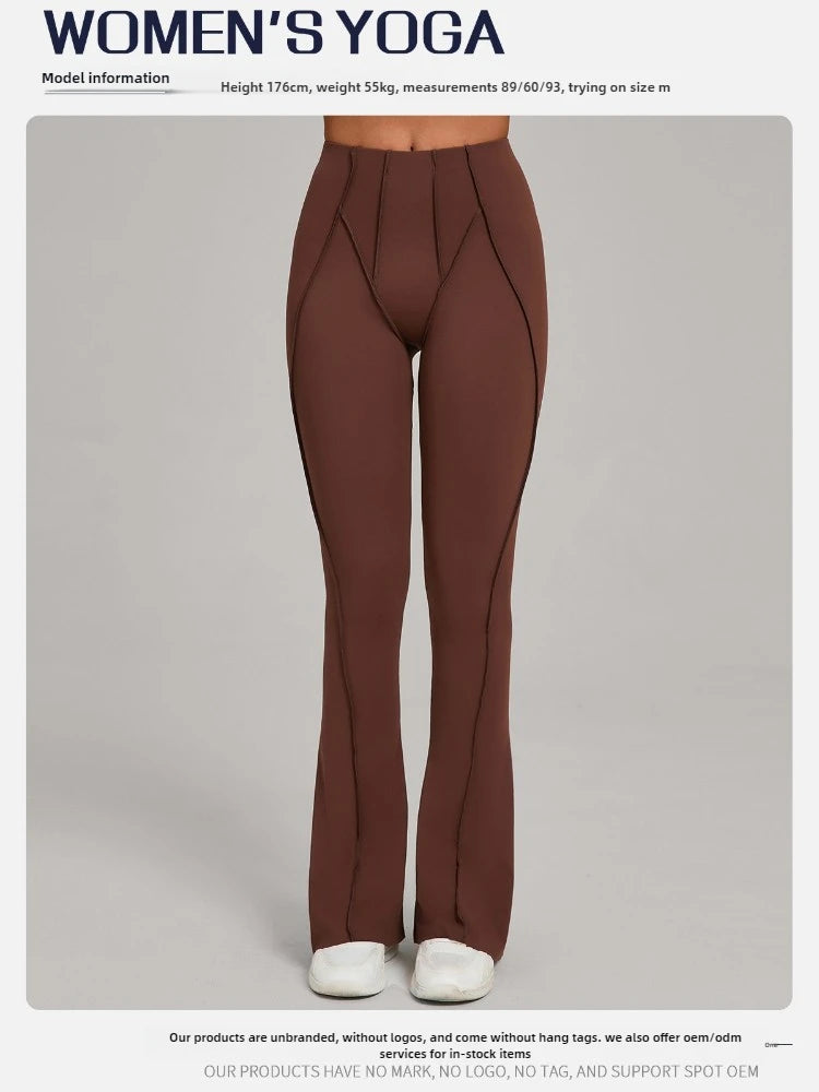 Gym Workout Women's Wide-Leg Tight-Fitting Hip-Lifting Yoga Flared Pants Dance High-Waist Flared Casual Outdoors Sports Trousers