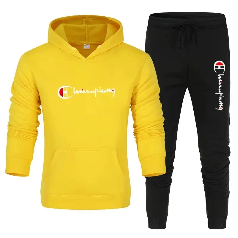 Men's 2 Piece Tracksuit Hooded Sweatshirt Sweatpants Casual Jogger Sportswear Streetwear Sets Male Sports Suits Outfit Clothing