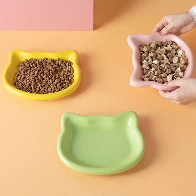 Pastel Cat Head Feeding Dish