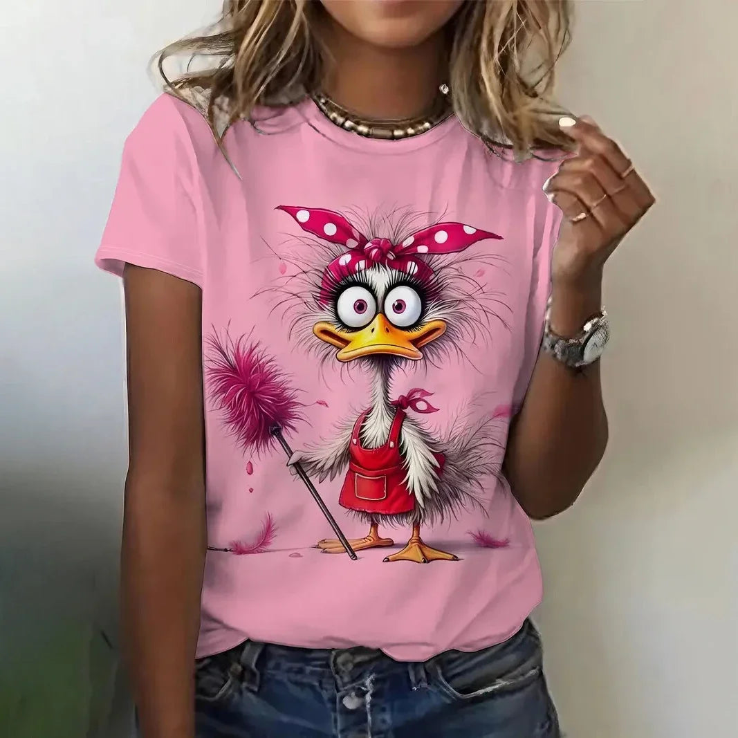 Playful Oversized Cartoon Casual Tee