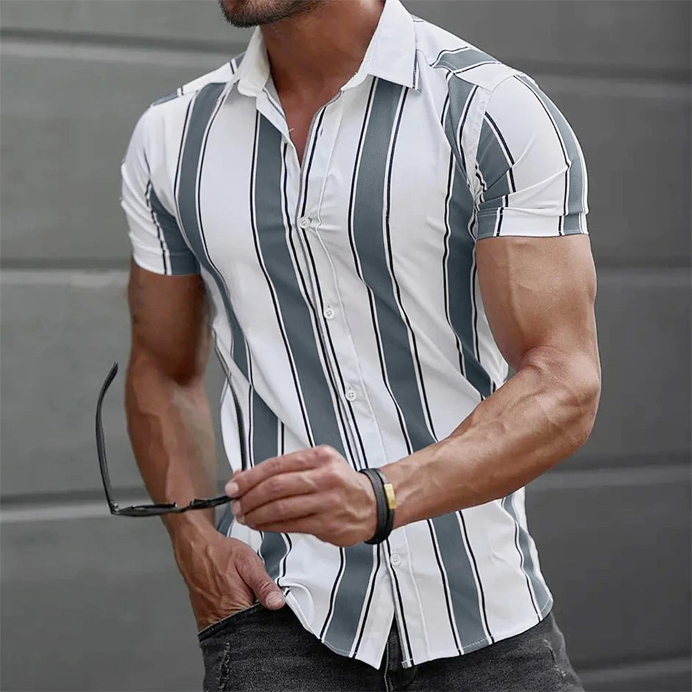 Striped Hawaiian Casual Shirt Men