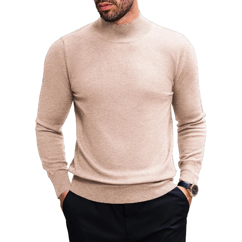 Stretch Mock Neck Knit Sweater