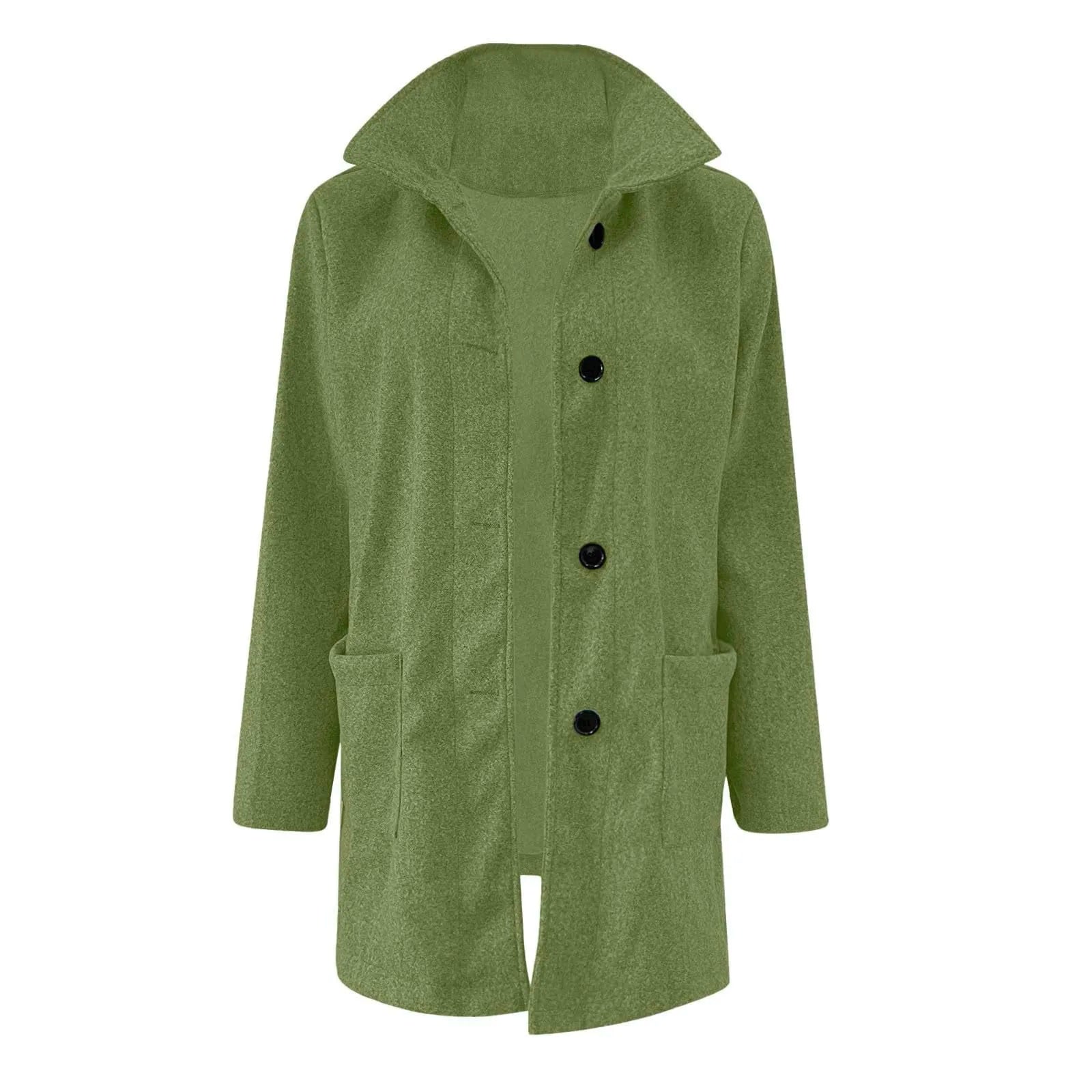 Womens Wool Cardigan Coats With Pockets Ladies Lapel Long Jacket Coat Fashion Solid Casual Winter Jackets for Women Plus Coat