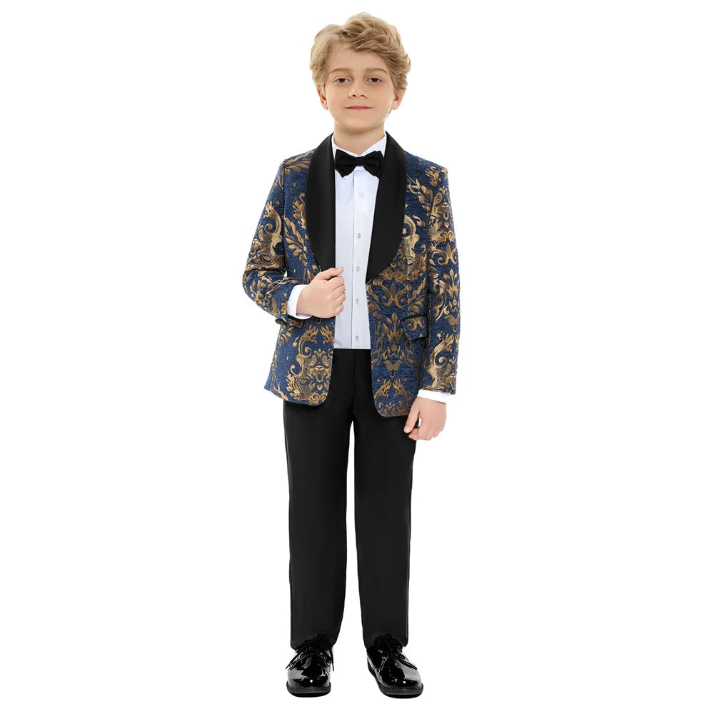 Navy Floral Boys Formal Suit