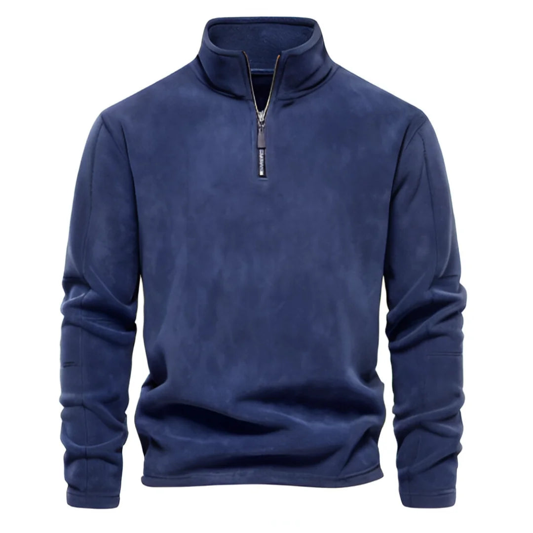 Thick Fleece Zip Neck Pullover
