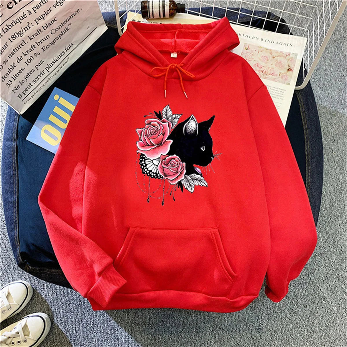 Korean Loose Printed Hooded Hoodie