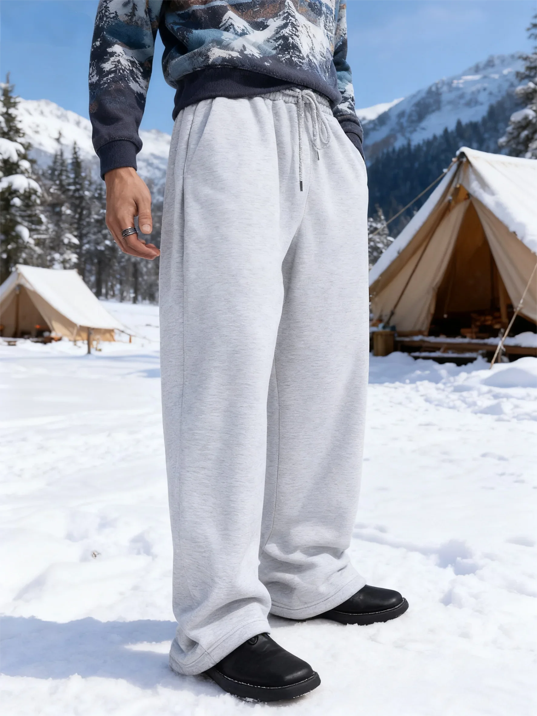 Men's Athletic Trainning Joggers Casual Loose Fit Sweatpants Spring Fall Fleece Lined Pants Elastic Waist Drawstring Trousers