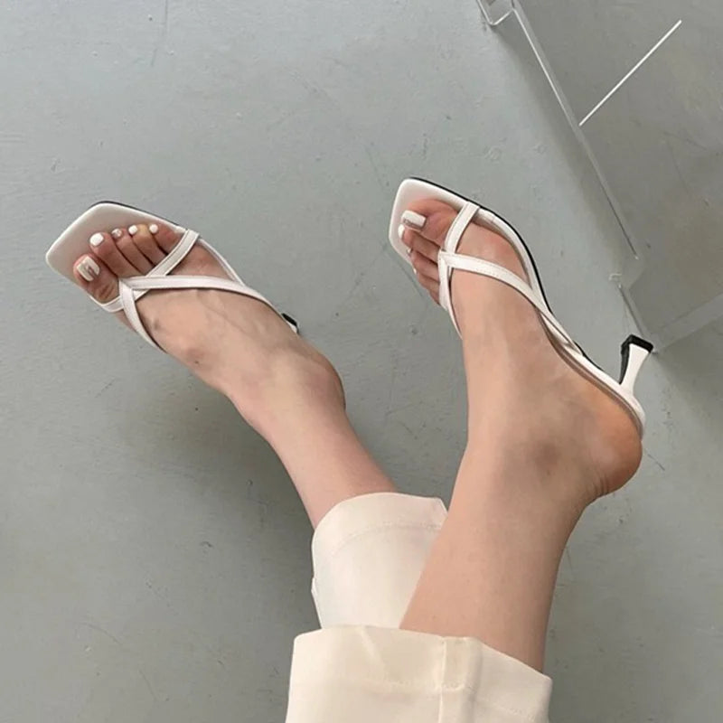 Sexy High Heels Slippers Women's Elegant Shoes Fashion Heeled Sandals for Woman Clip Toe Luxury Slippers Party Female Slides