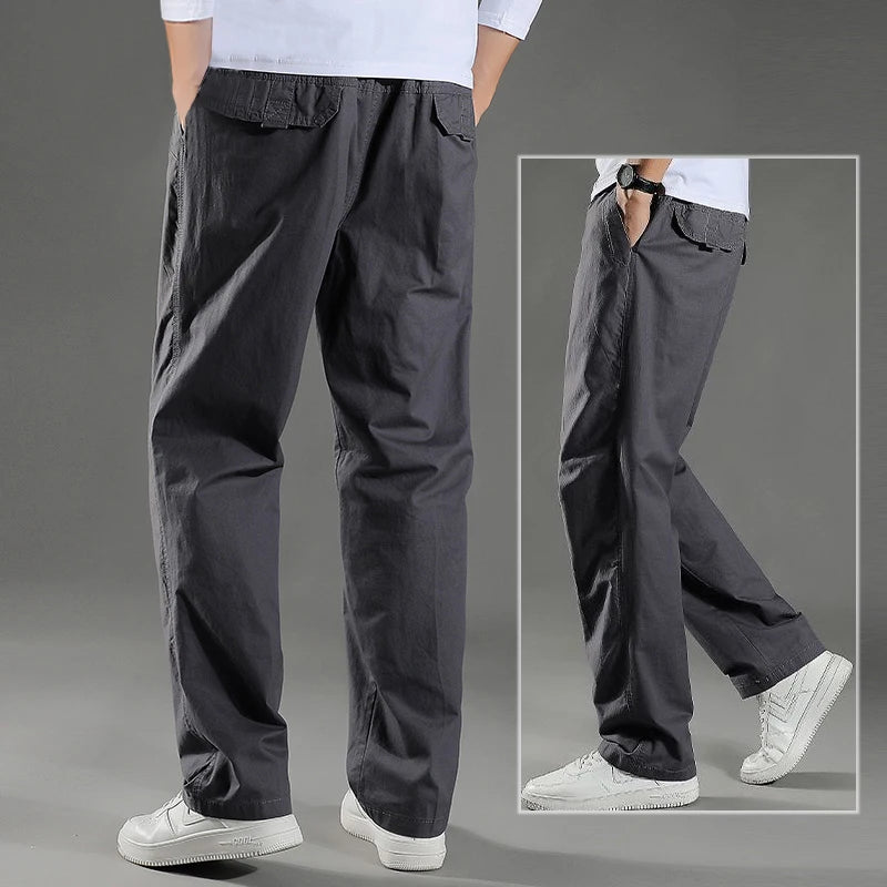 Loose Cotton Cargo Work Pants