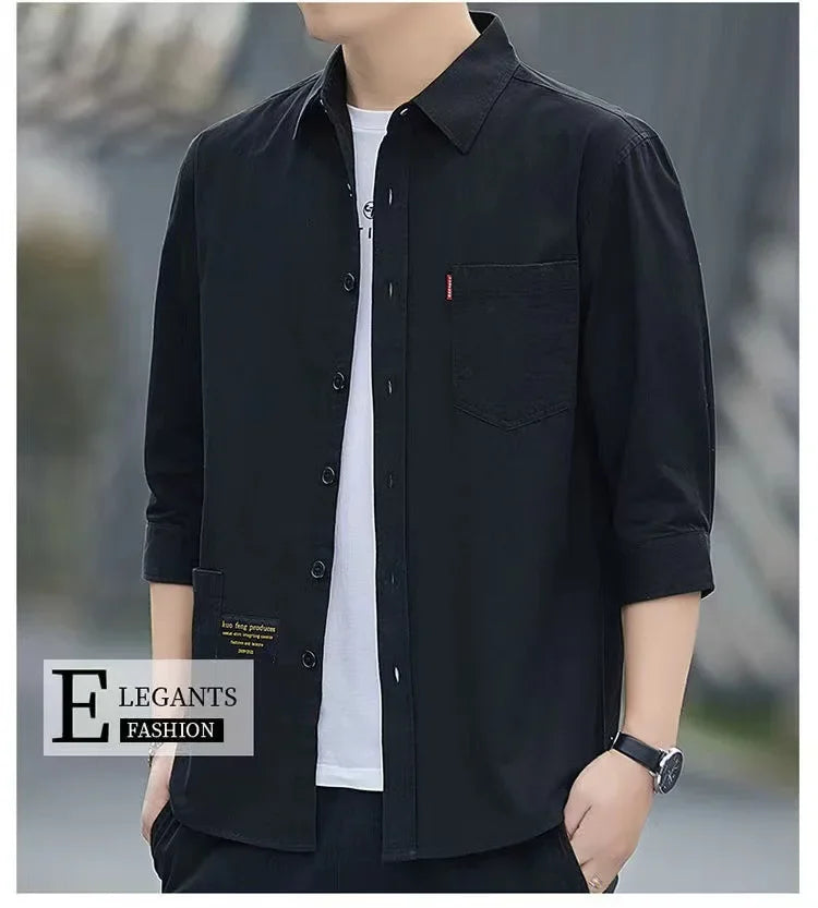 Summer Casual Solid Shirt Men