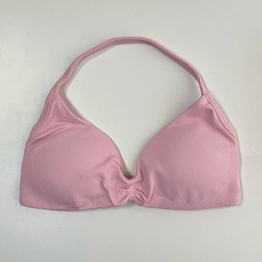 Sports Bra Women Strappy Backless Sports Top With Removable Cups Workout Clothing Gym Crop Top Fitness Seamless Halter Yoga Bra