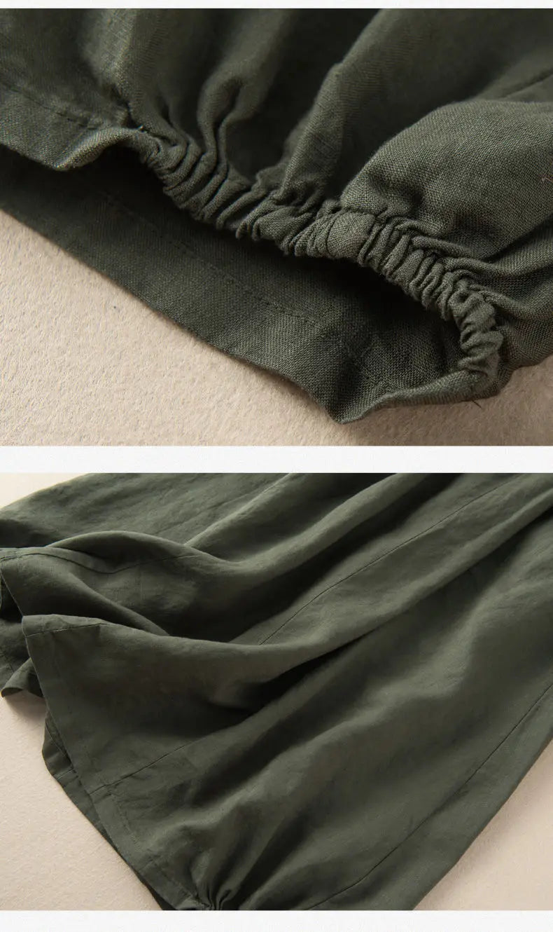 Women's Skirt Cotton Linen Casual Straight Skirts Woman Fashion 2026 Summer Loose Solid Color Button Long Skirts for Women