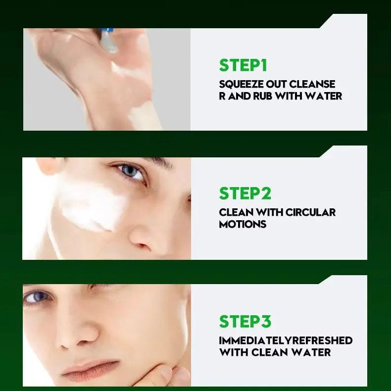 Men Glacier Mud Salicylic Acid Cleanser Long Oil Control Deep Purify Pores Wash Daily Grime Soft Coarse Skin Facial Cleanser