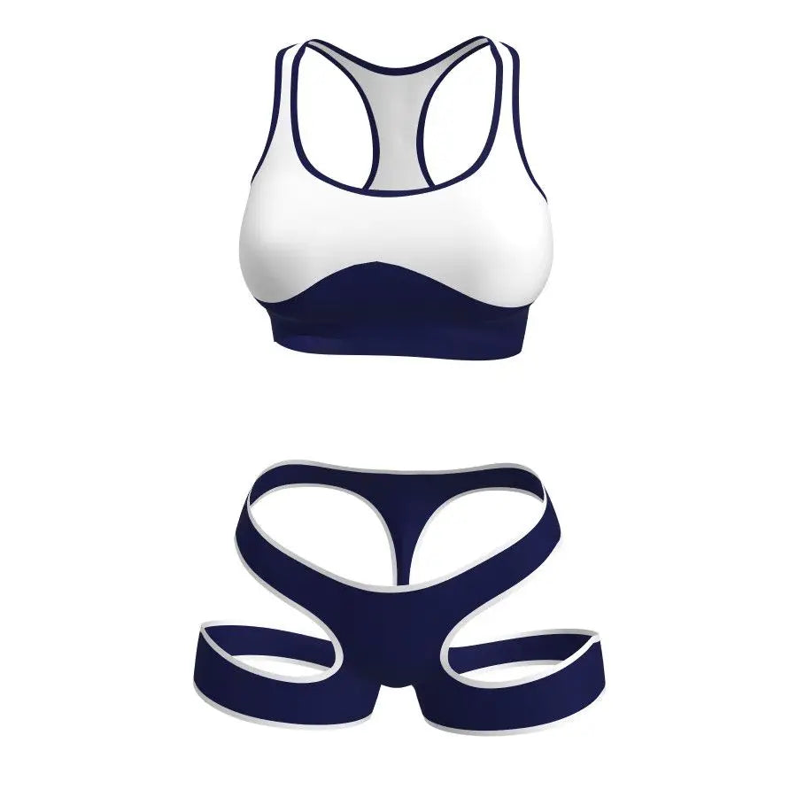 Sexy Sports Bra And High-Waist Bikini Set for Women in Various Seasons Nylon Material Hollow out Design for Hot Spring Soaking