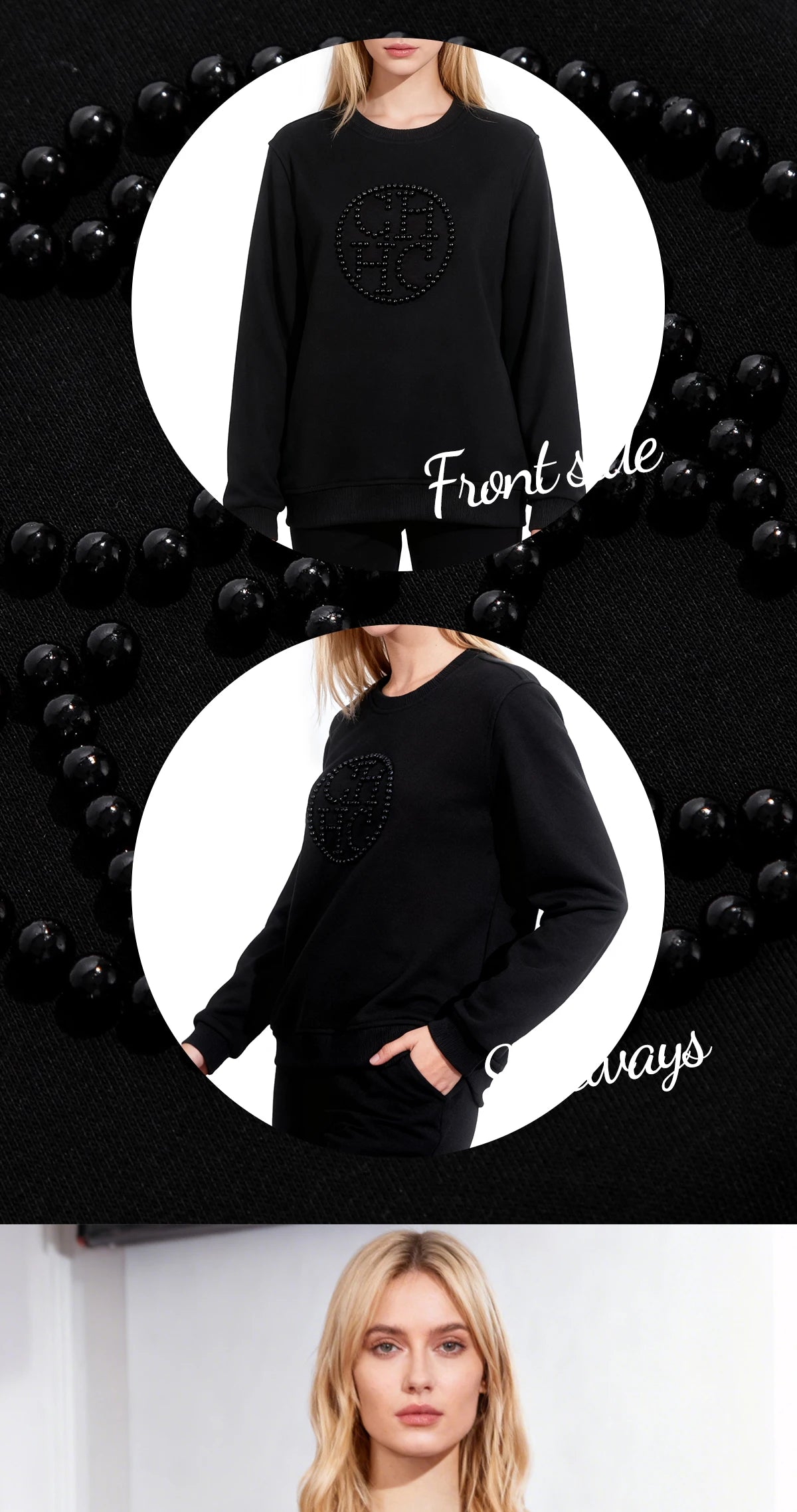 Beaded Casual Pullover Sweatshirt Women