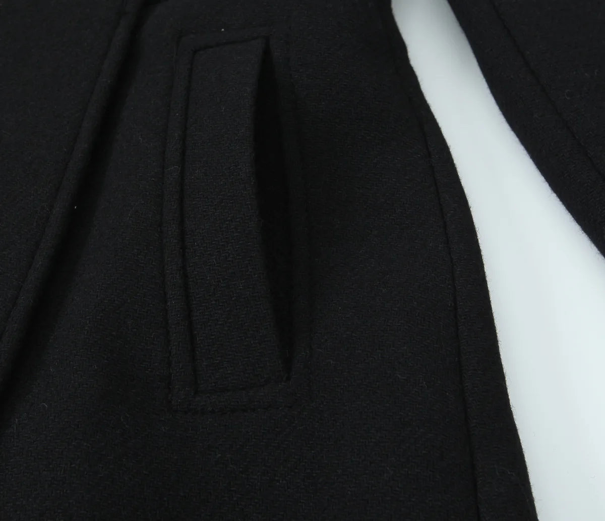 Retro Black Wool Long Coat