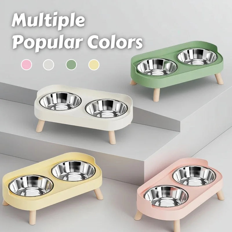 HOMEFISH Dopamine Multicoloured Tall Pet Feeder with Two Stainless Steel Bowls and Neck Support