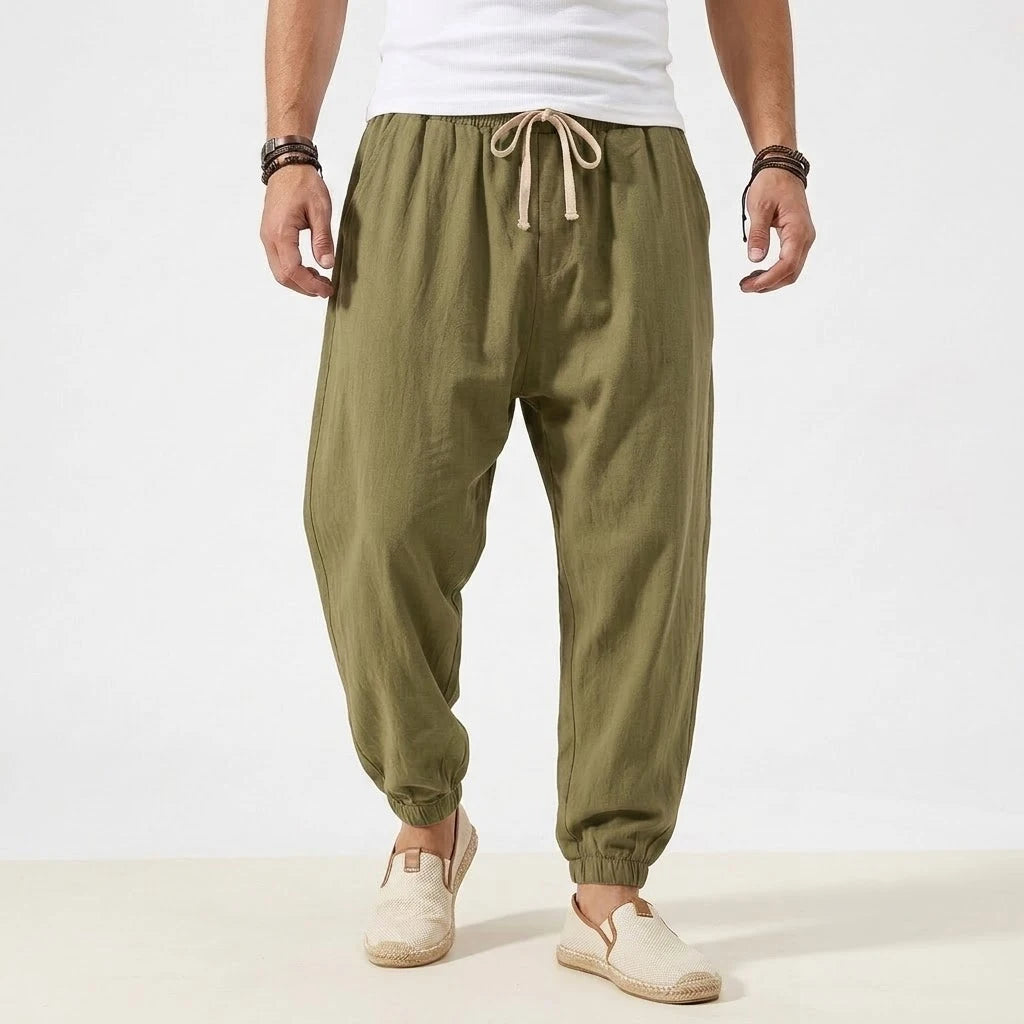 Men's Joggers Streetwear Casual Harem Pants Sport Large Sweatpants Korean Breathable Cotton Trousers Elastic Waist Long Pants