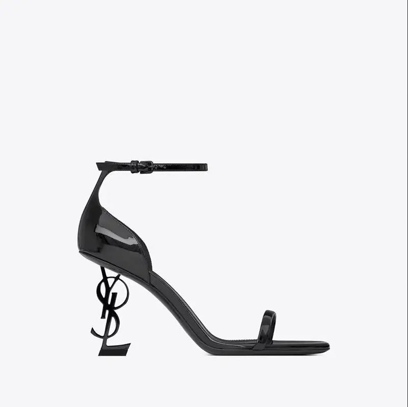 High Heel Open End Sandals, Sexy, with Unique Strap, Red Wine Color, Elegant Personality New Summer Style Elegant Ladies Sandals