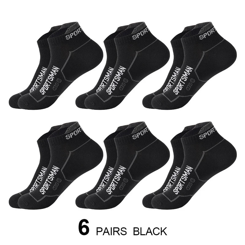 Men’s Cotton Mesh Ankle Sports Socks – 6 Pairs