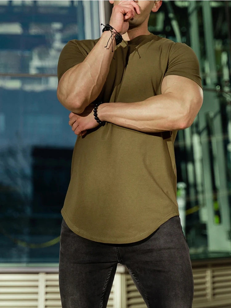 Muscle Fitness T-shirt Summer Men's T-shirts Workout short sleeve Tees Running cotton t-shirts Men Gym Sport Training Tops