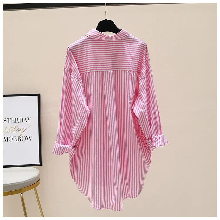 Striped Loose Office Shirt Women