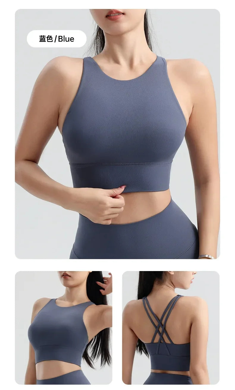 Women's Sports Bra, Shockproof and Beautiful Back Sports and Fitness Bra Shockproof and Anti Sagging Integrated Yoga Sports Vest