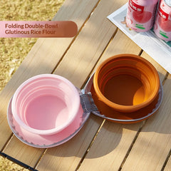 Pet silicone folding bowl dual-purpose water and food feeding bowl outdoor portable folding storage cat pet bowl  Pet supplies