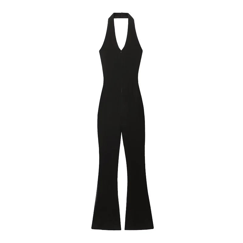 Sleek Flared Backless Summer Jumpsuit