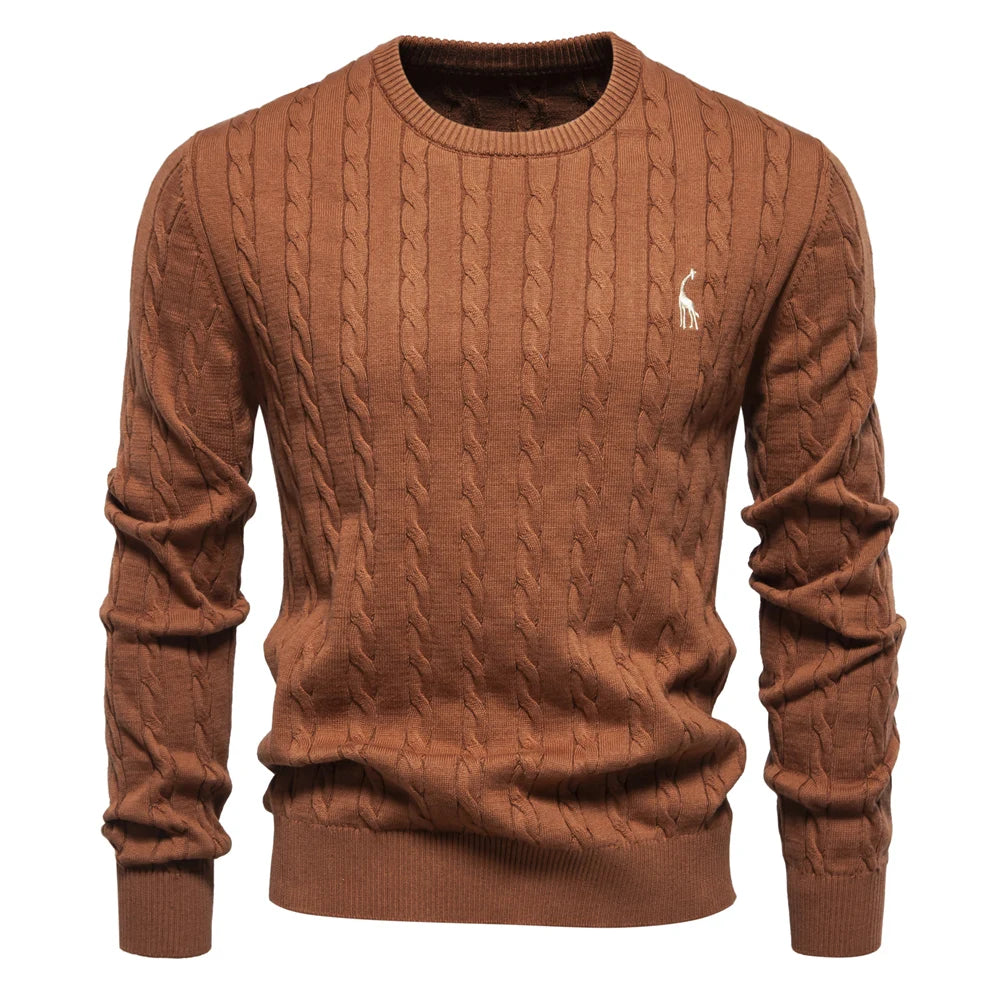 Giraffe Embroidered Knit Pullover