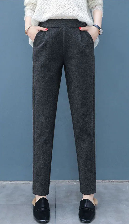 High Waist Woolen Harem Pants