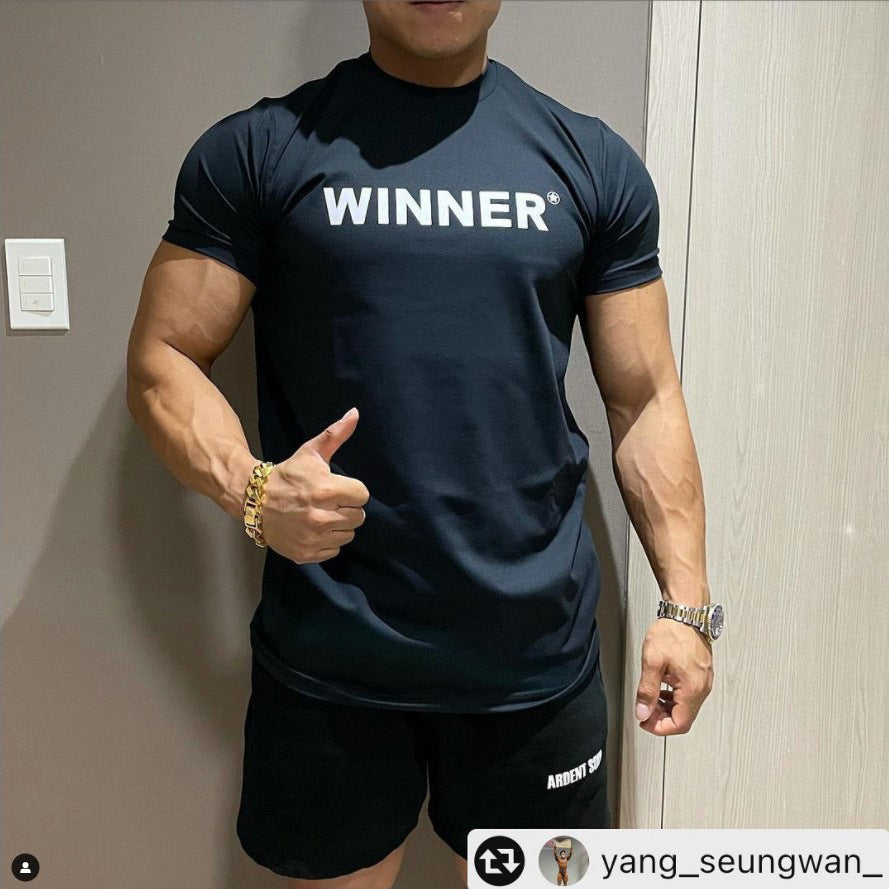 Men Muscle Shirt Slim Fit Bodybuilding Tshirt Men Workout Fitness Shirts Top Tees