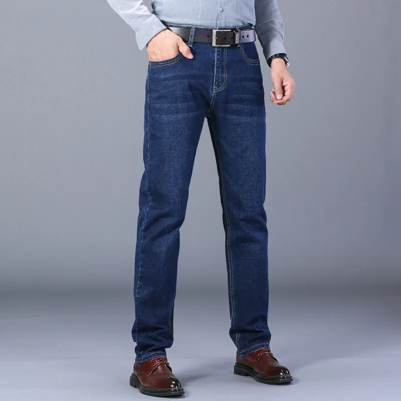 JEAN2026 Autumn/Winter New Men's Casual Pants, High-Quality Business Formal Sportswear Jeans, Straight-Leg Stretch Long Pants