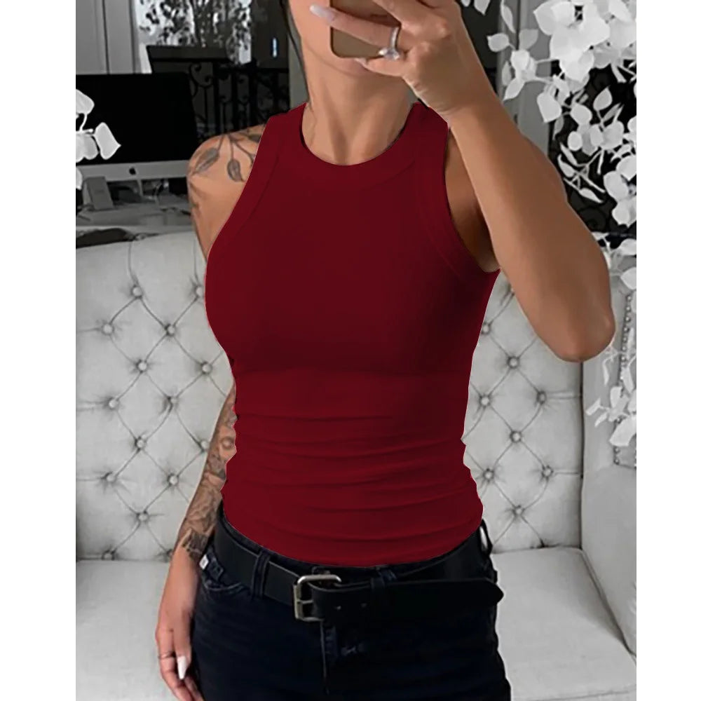 Women Summer Tank Tops Ladies Casual Sleeveless Slim Vest Tops