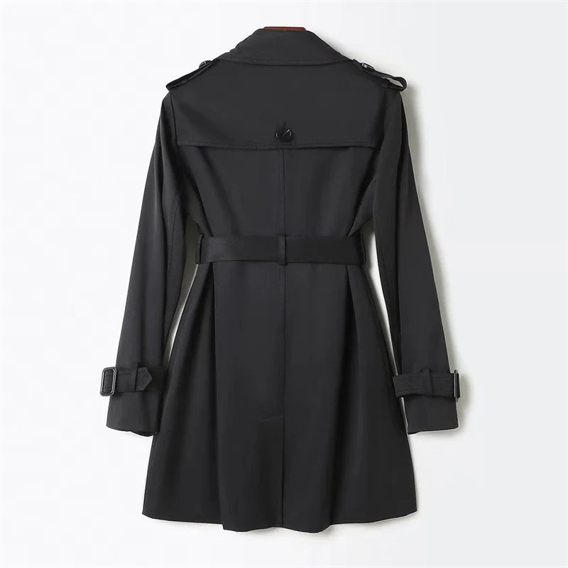 Double-Breasted Tie-Waist Trench Coat for Women