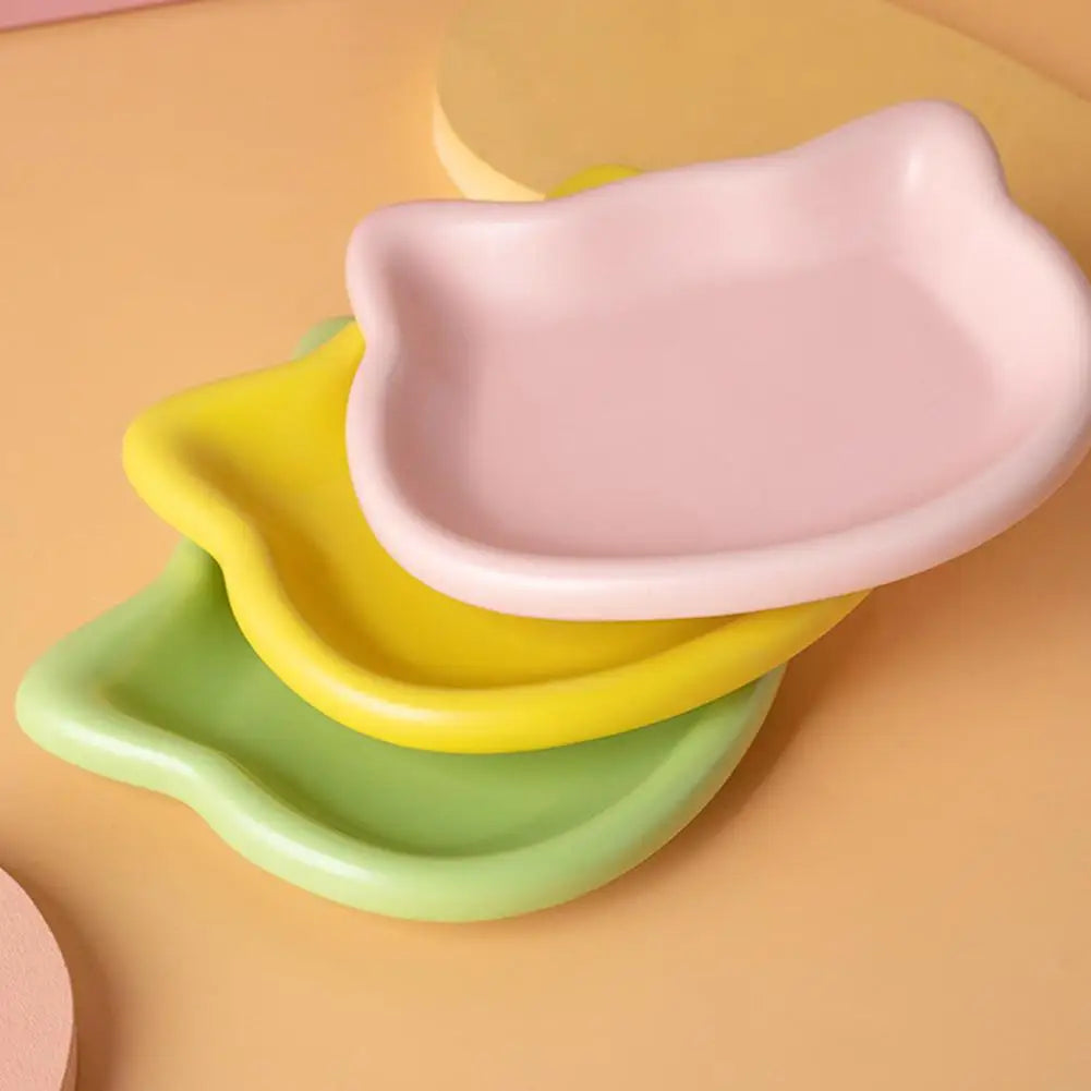 1PC Cat-Shaped Pet Bowls, Pastel Color Cute Animal Design, Non-Slip Pet Food Dish, Ideal for Cats, Trendy Pet Accessory for Home