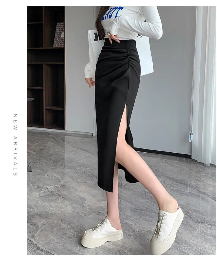 Sleek Pleated High Waist Skirt