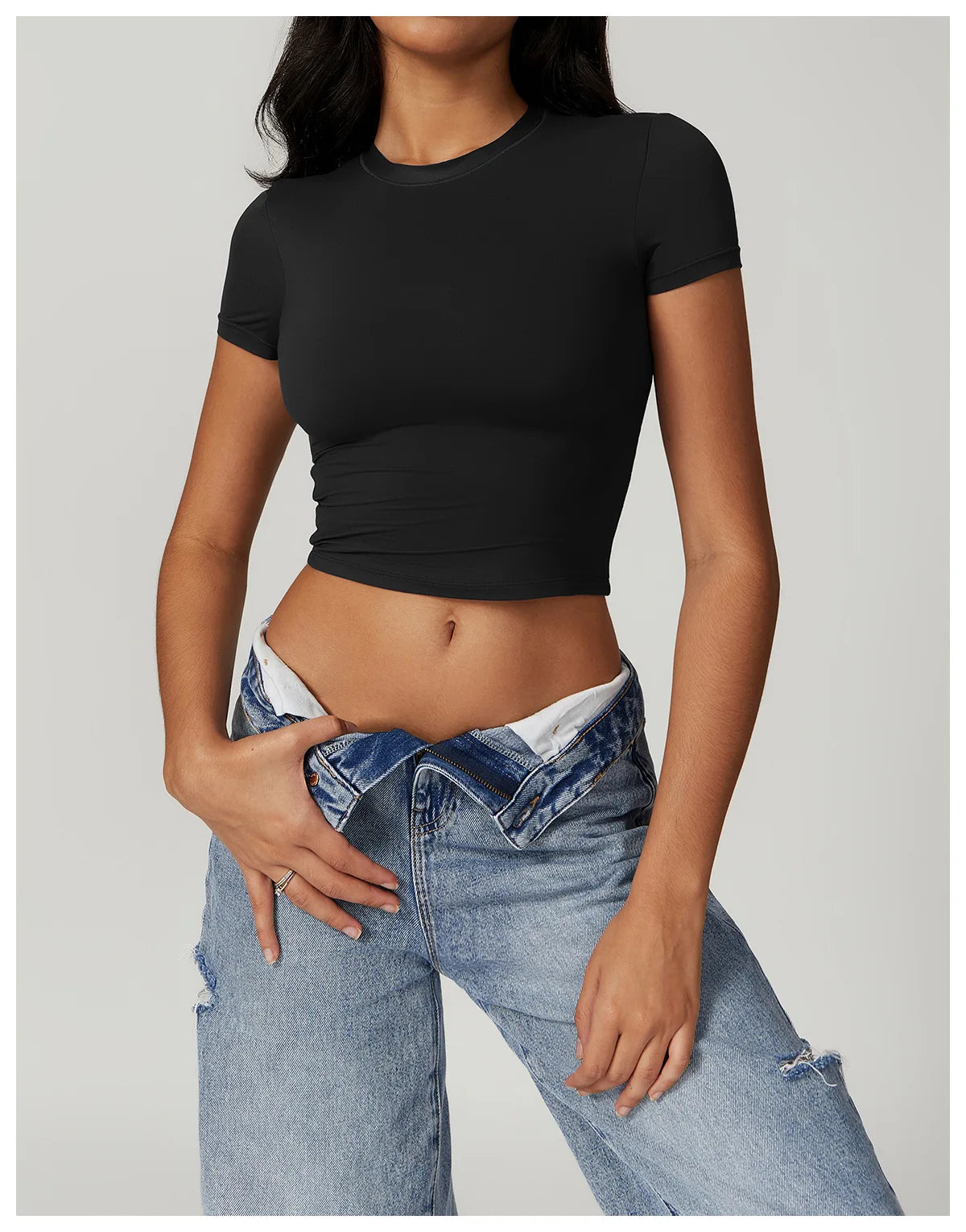 Yoga Shirts Women Sexy Exposing The Navel Short Sleeve Workout Crop Top Gym Top Fitness Running Workout Sport T-shirts Yoga Wear