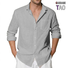 Men's Long Sleeve Cotton Shirts Luxury Linen T Shirts Breathable Elegant TShirts Men's Shirts for Men Hawaiian Tshirt Lapel Tee