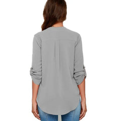Elegant V Neck Chiffon Blouse
