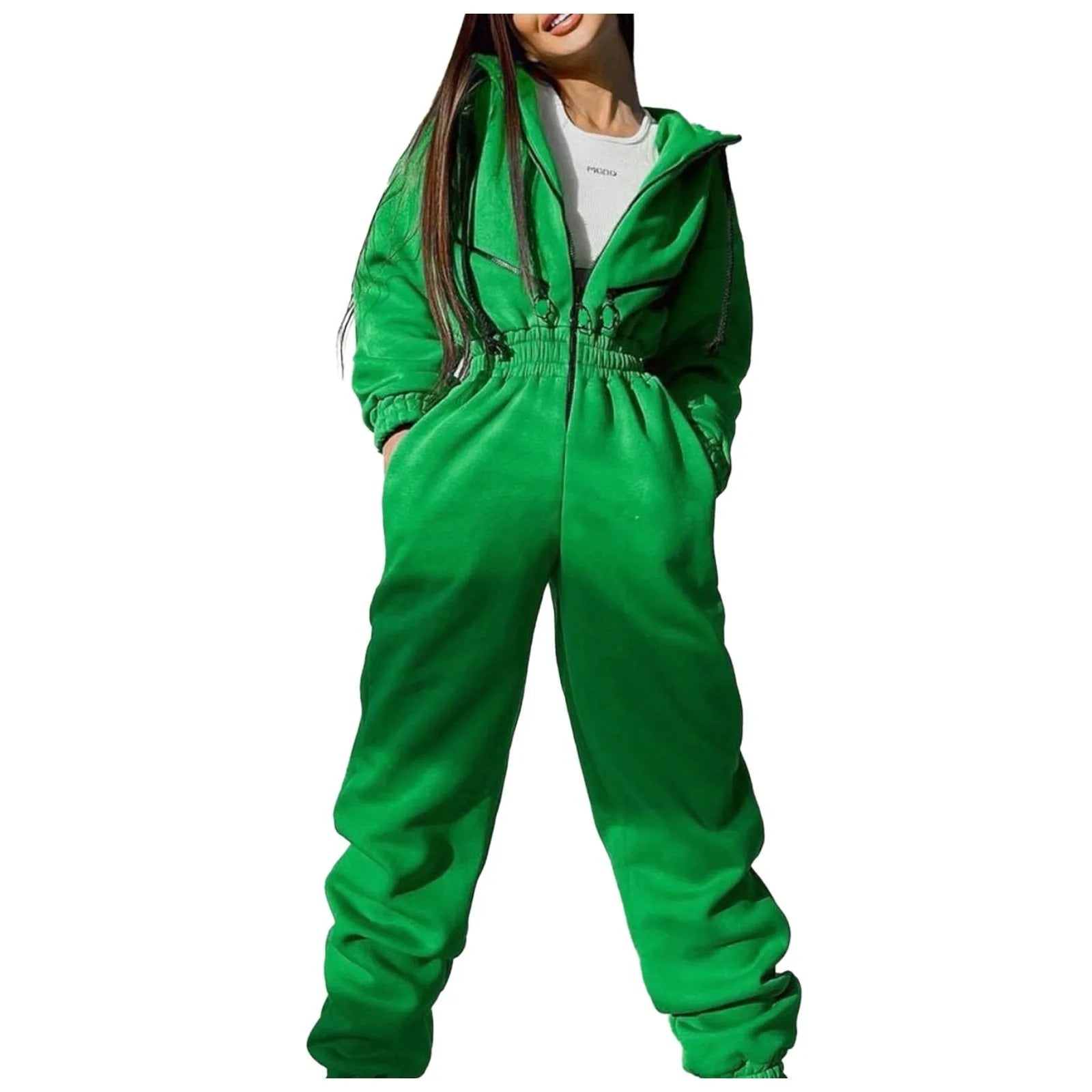 Fleece Hooded Wide Leg Jumpsuit