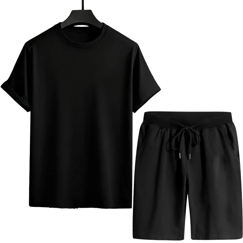 Men's Tracksuit T-shirts and Sports Shorts Urban Casual Fashion Short Sleeve Outfits Male Summer Home Outdoor Comfort Tees Set